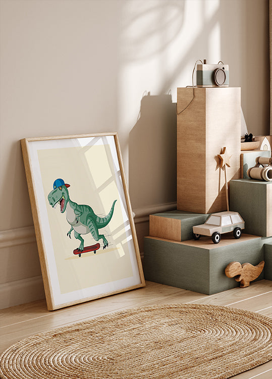 Skateboarding T-Rex Plakat