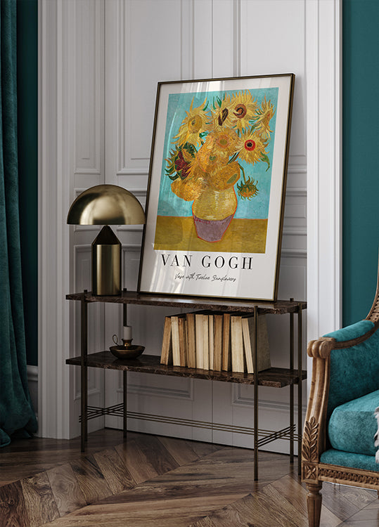 Vase with Twelve Sunflowers Plakat