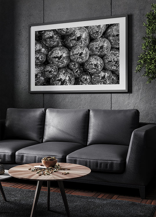 Disco Balls in Black and White Plakat