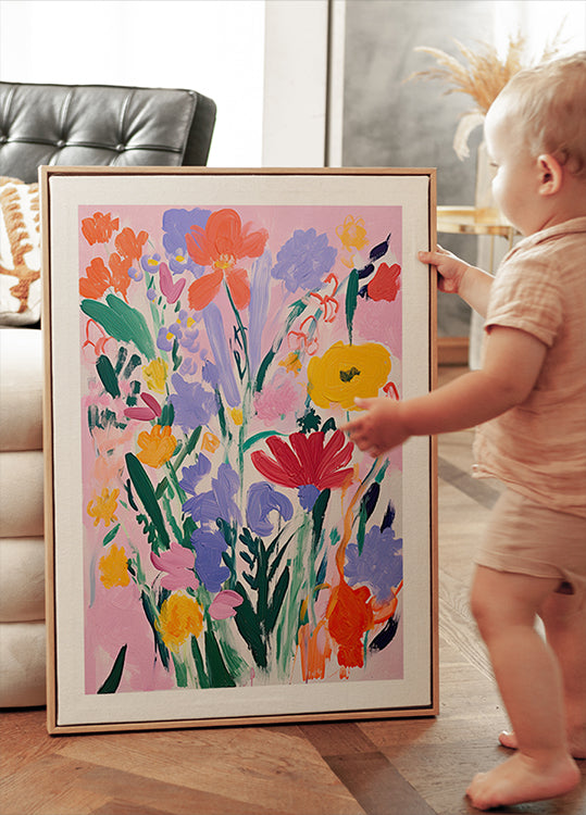 Bold  Wildflower Bouquet Expressive Floral Plakat