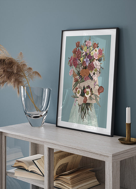 Gathering a Garden Teal Large Plakat