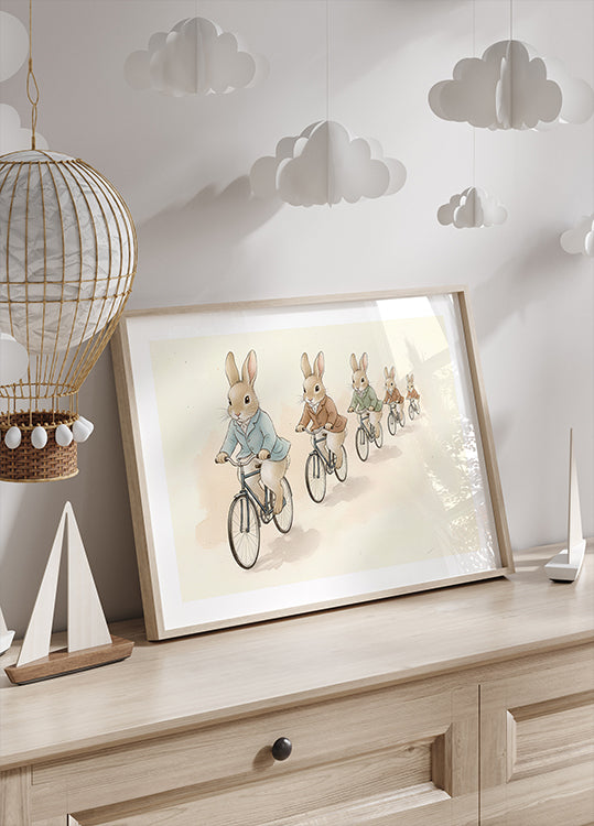 Bunny Friends on Bicycles Plakat