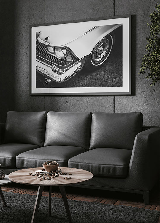 Classic Vintage Car Close-Up Black & White Plakat