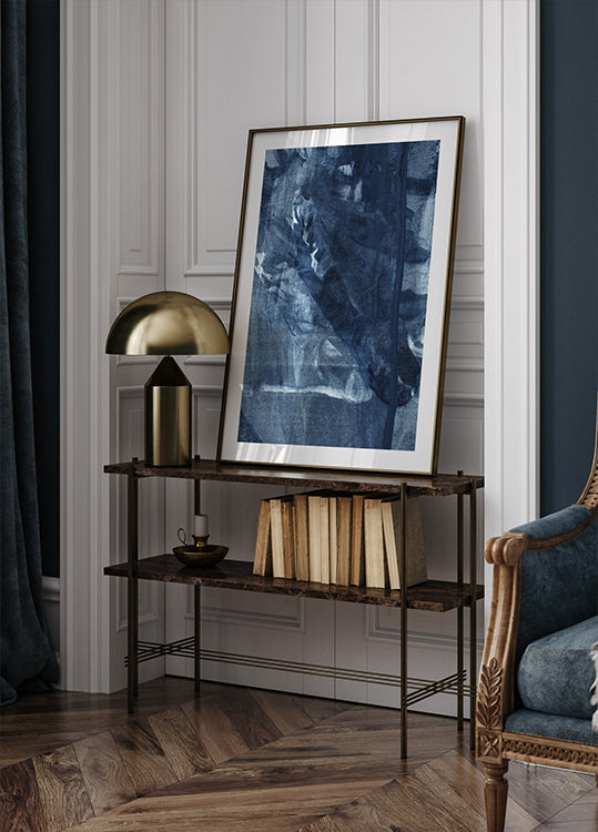 Blue Texture Flowing Vertical Lines Plakat