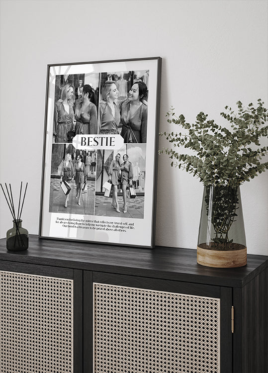 Best Friend Personalized Black and White Collage Plakat