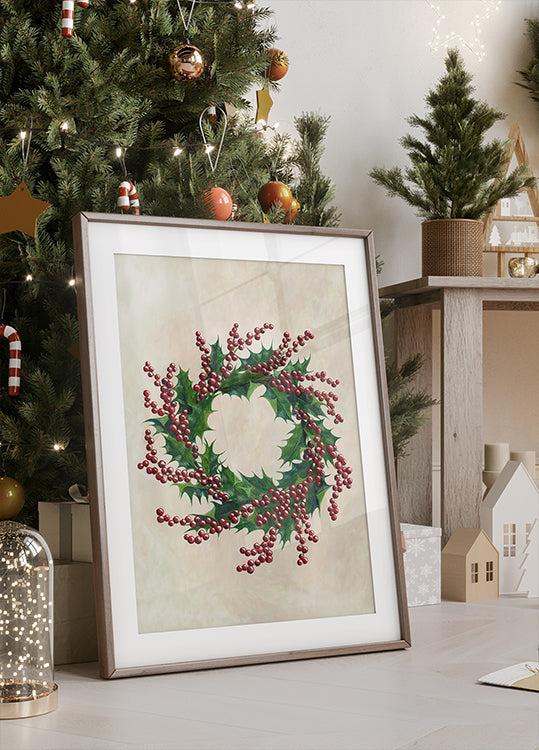 Holly wreath Plakat