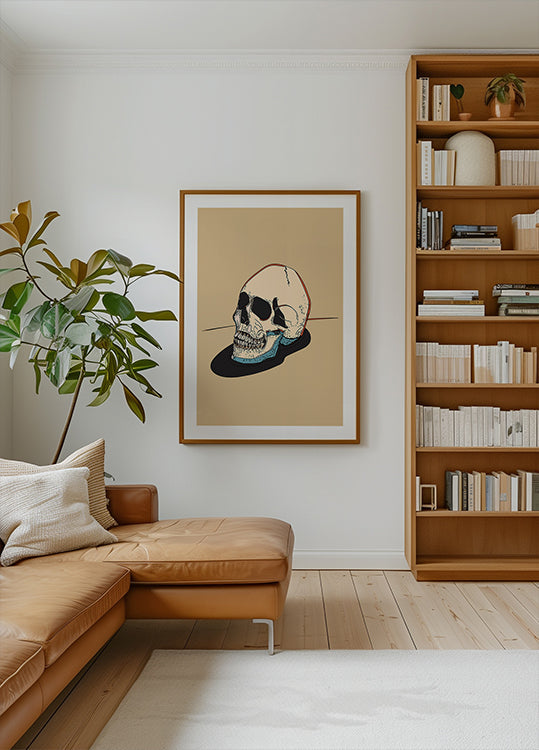 Skull Illustration On A Beige Background Plakat