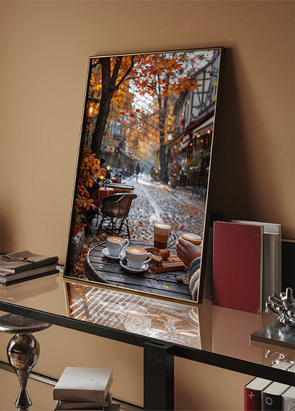 Cozy Autumn Café Scene Plakat