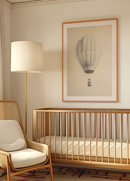 Vintage Hot Air Balloon Sketch Plakat