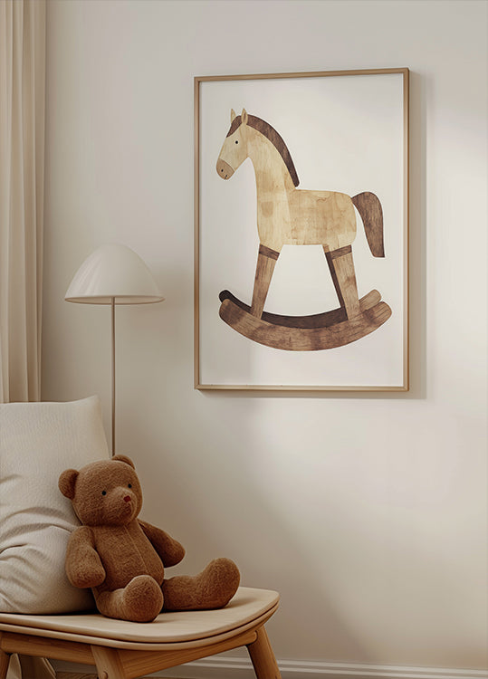 Vintage Wooden Rocking Horse Plakat
