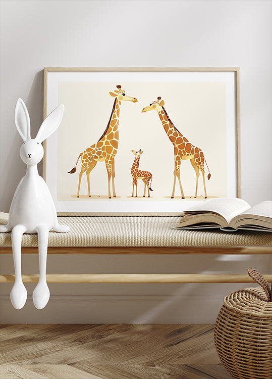 Giraffe Family Trio In Warm Tones Plakat