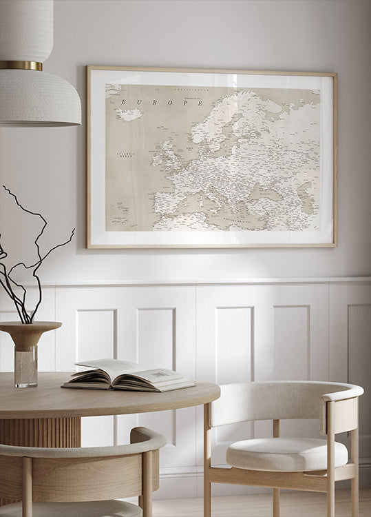 Vintage looking detailed map of Europe Plakat