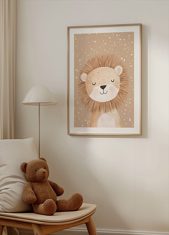 Sleepy Lion In Snow Plakat
