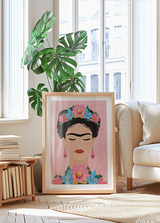 Frida Kahlo floral portrait Plakat