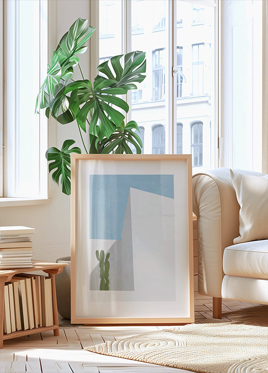 Minimal Desert View, Cactus and Geometry Plakat