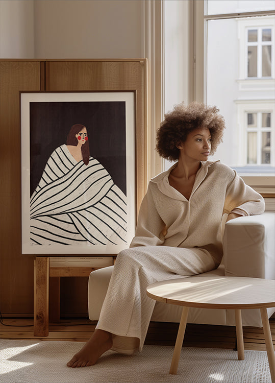 The Woman With Black and White Stripes