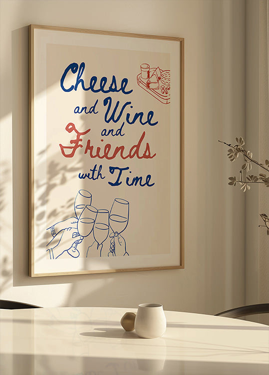 Cheese and wine..., Text + Illustration Plakat