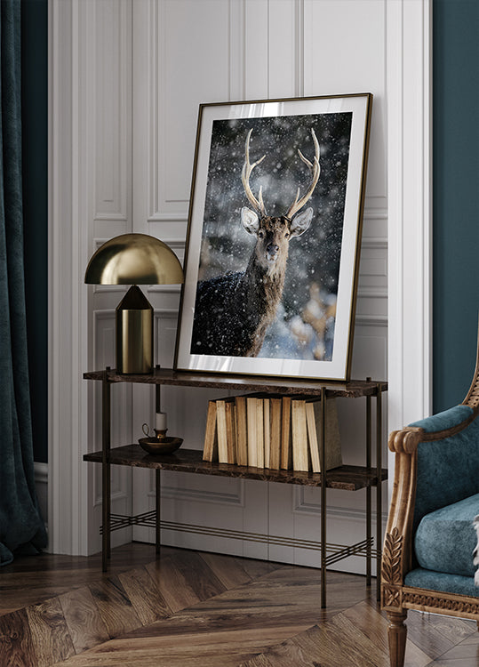 Majestic Deer in Snow №2 Plakat