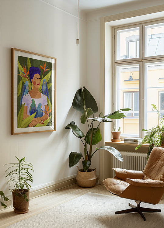 Frida and birds Poster