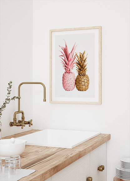 Gold and Pink Pineapple Duo Plakat