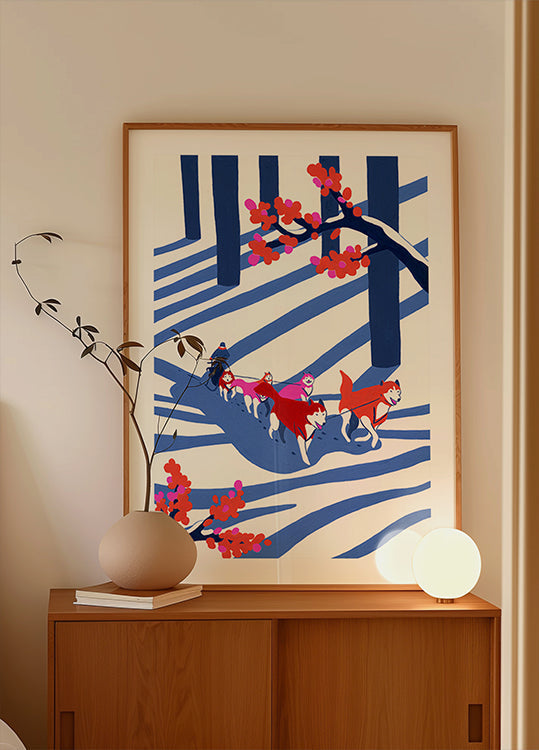 Dog Sled In the Snow Plakat