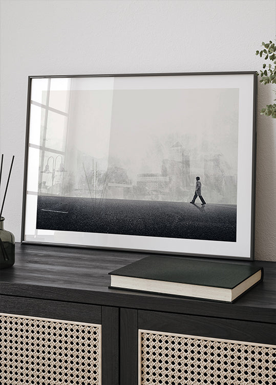 Walking the Streets Plakat, Minimalist Urban Surreal Wall Art Plakat