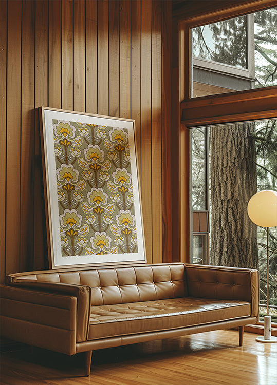 Retro Bloom Rhapsody Ochre Yellow Plakat