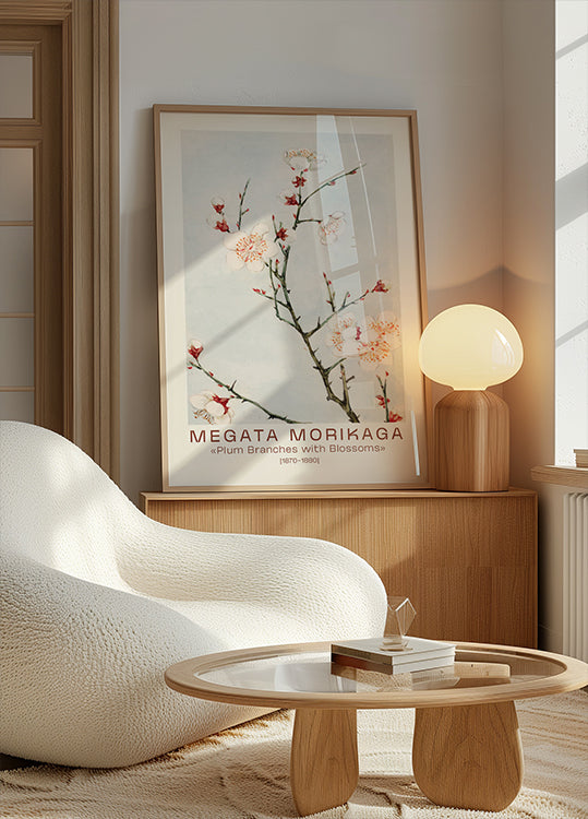 Megata Morikaga, Plum Branches with Blossoms Plakat