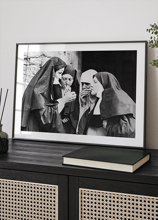 Rebellious Nuns, Black and White Smoking Nuns Plakat