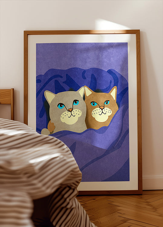 Cats in Bed Plakat