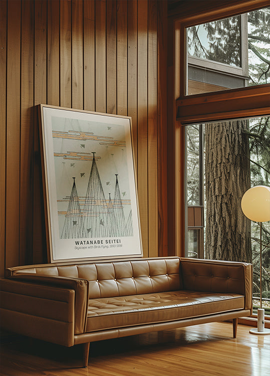 Watanabe Seitei Skyscape Japanese Bird Flying Plakat