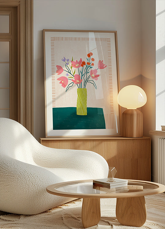 Colorful Blossoms in Stripes Plakat