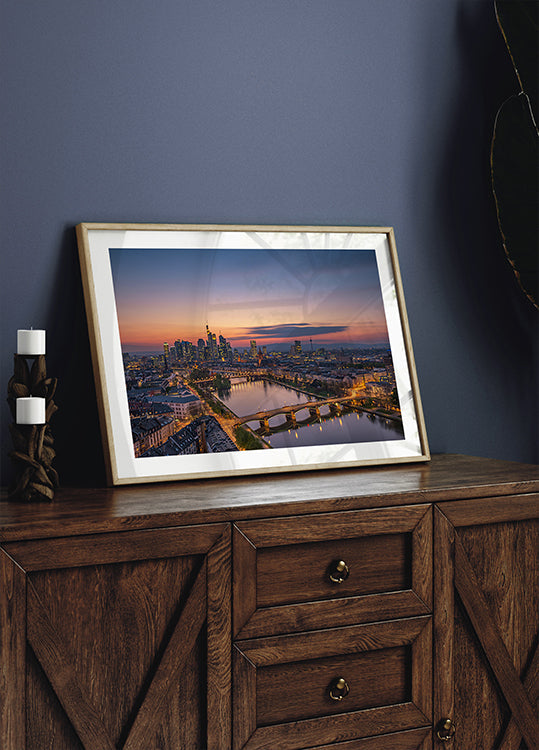Frankfurt Skyline at sunset Plakat