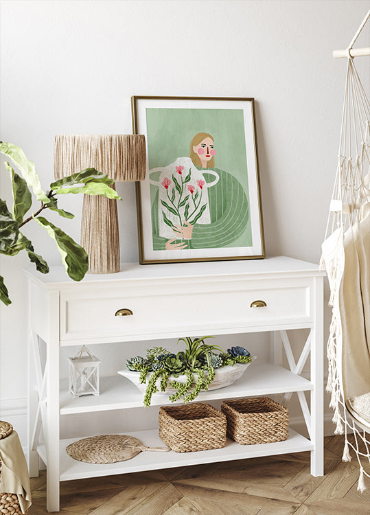 The Woman With Pink Vase Plakat