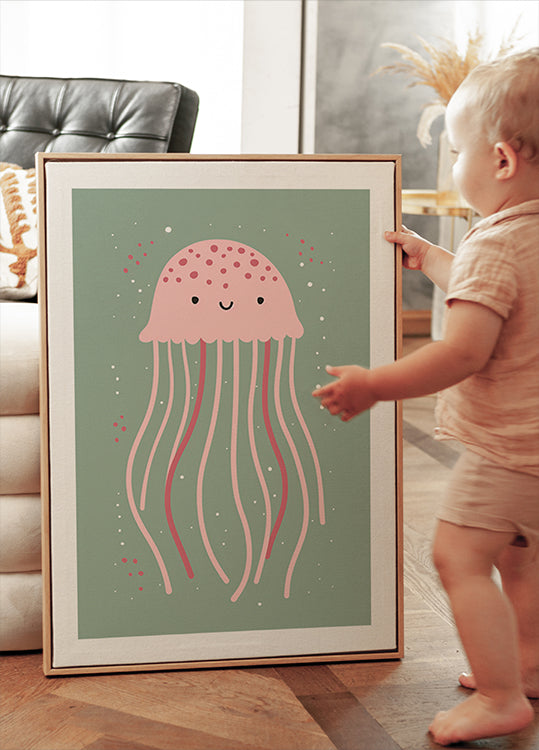 Cute Jellyfish Illustration Plakat
