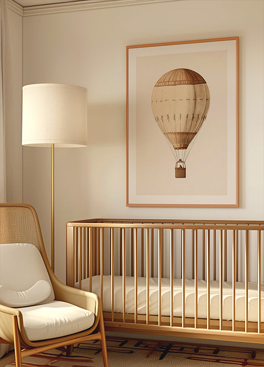 Vintage Air Balloon, Sepia Travel Adventure Plakat