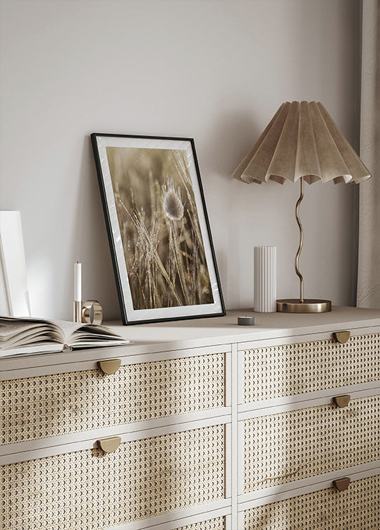 Dew-Covered Grass Head Plakat