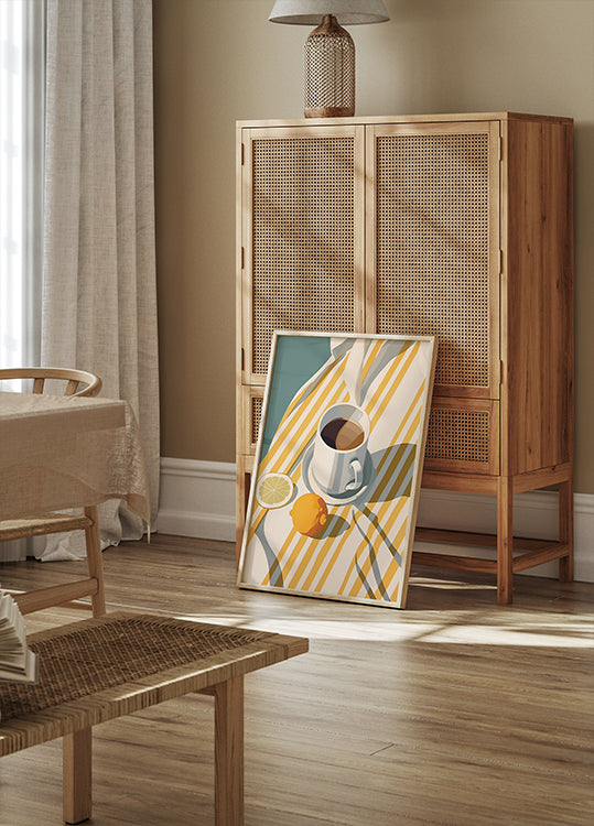 Morning Coffee & Lemons, Minimalist Summer Plakat