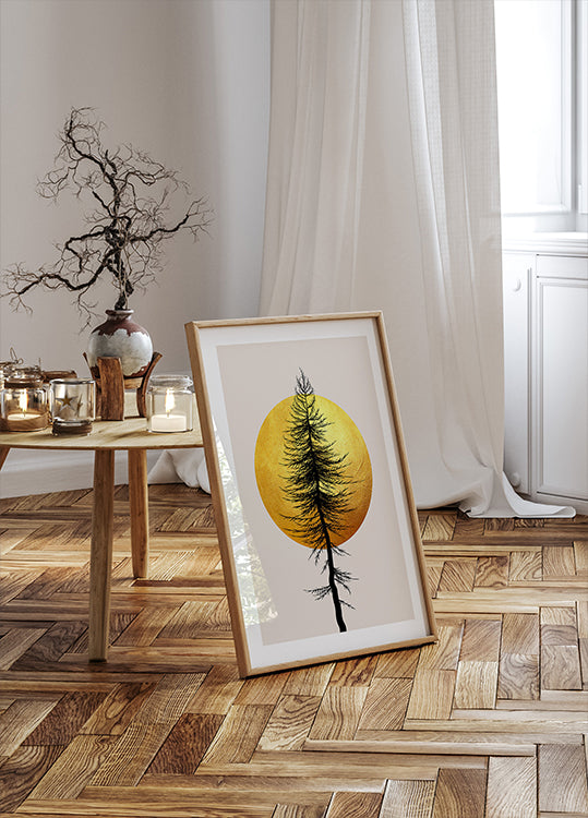 Golden Sun & Tree Silhouette Plakat