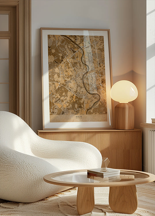 Sepia vintage map of Köln Germany Plakat