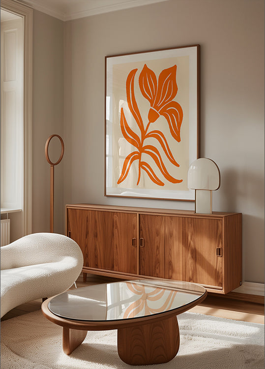 Abstract Orange Stylized Tulip Plakat