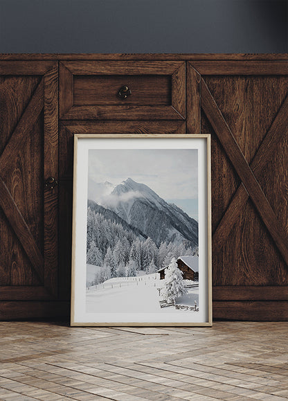 Snow-Covered Cabin in the Alps Plakat