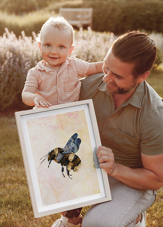 Grunge Watercolour Bee Plakat