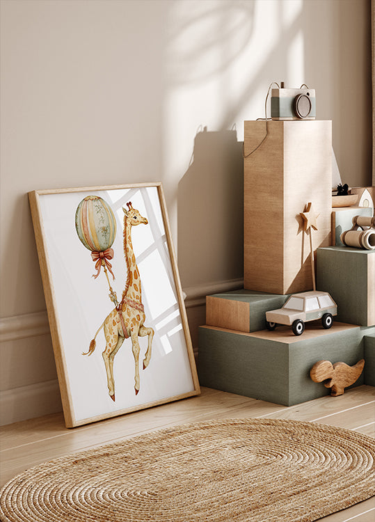Giraffe and Balloon Plakat