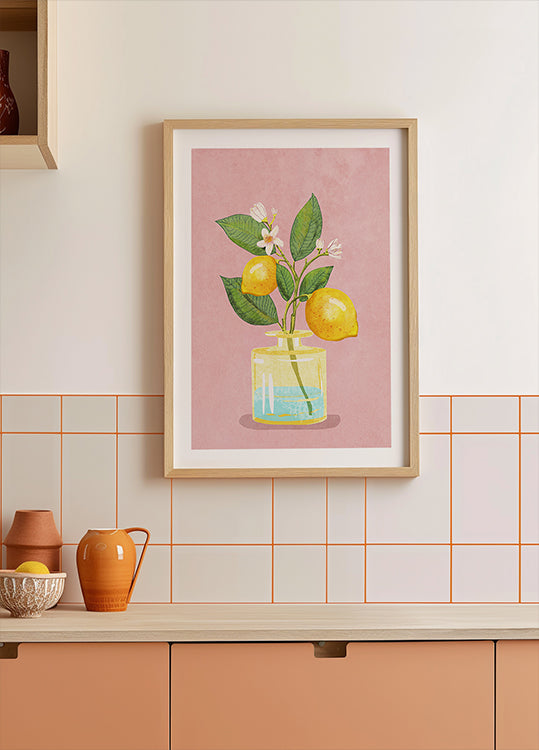 Lemon Bunch In Vase Plakat