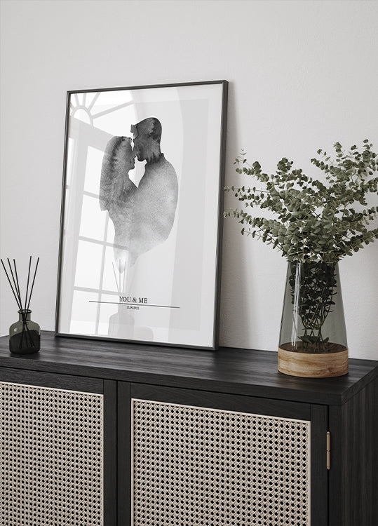 You & Me, romantic watercolor couple Plakat