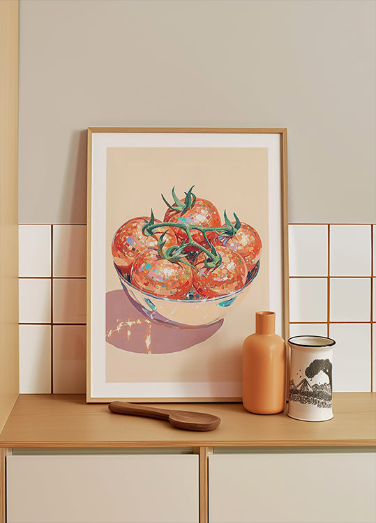 Disco Ball Tomatoes in a Bowl Plakat