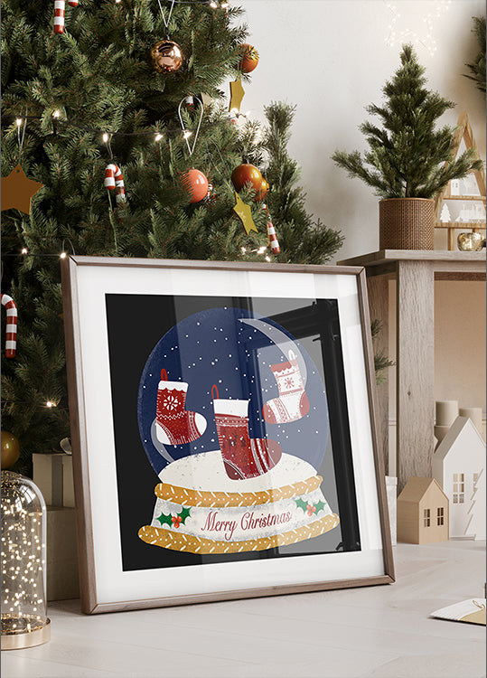 Christmas Stocking Snow Globe - Merry Christmas Plakat