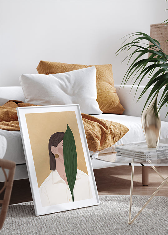 Woman with Leaf Plakat