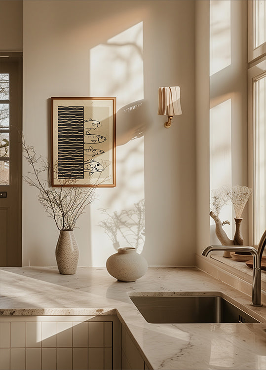 Abstract Fishes On Waves Plakat